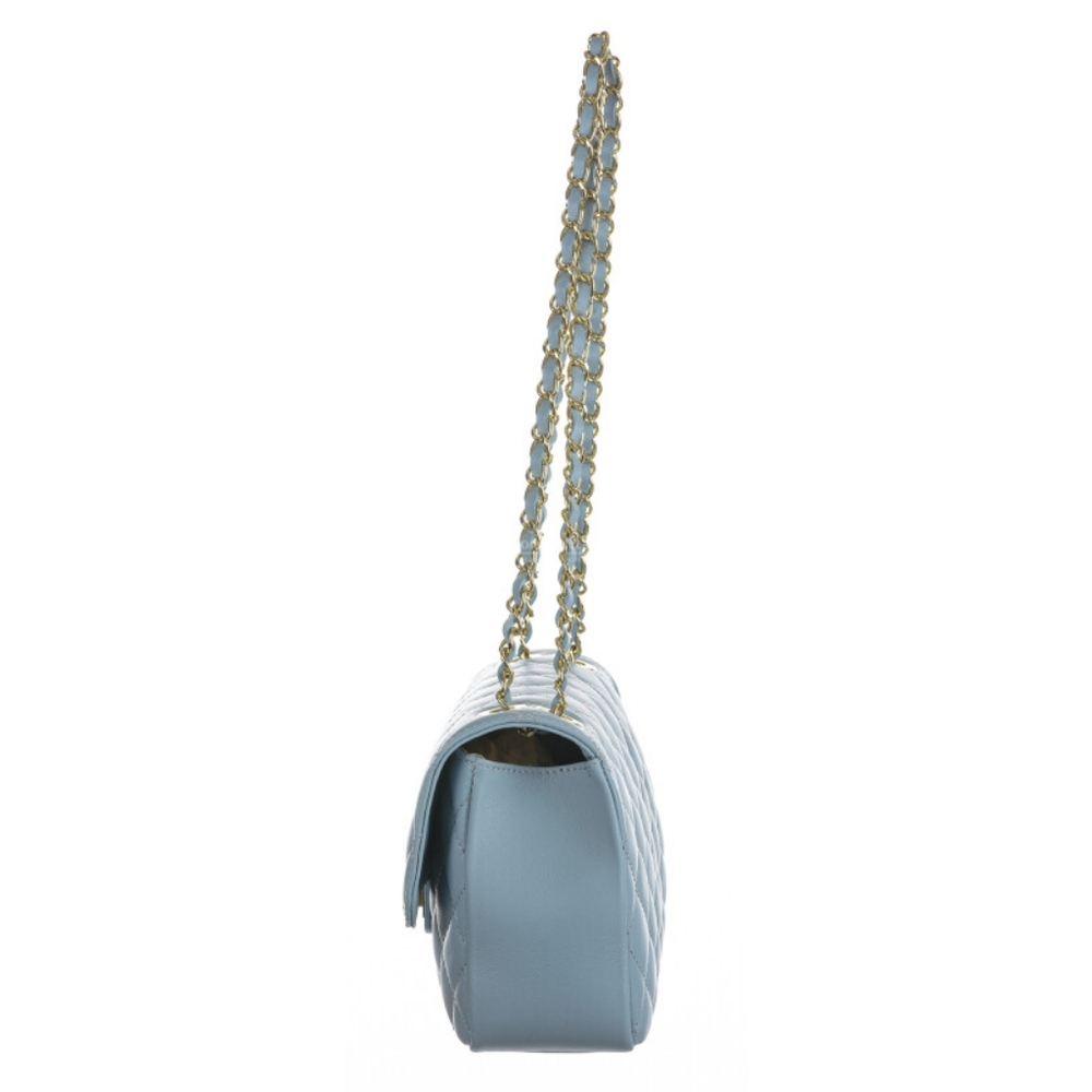 Quilted Light Blue Chain Shoulder Bag - Picture 3 of 16